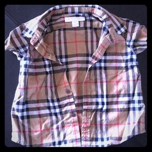 Burberry Button Up Shirt/Beige Plaid